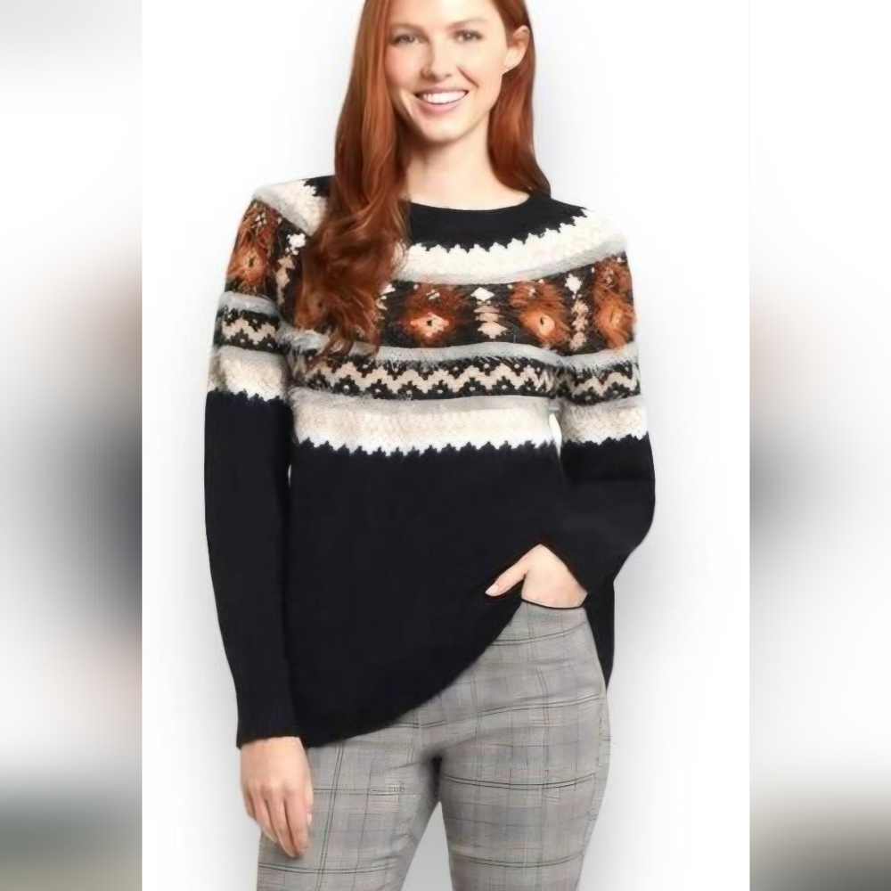 Tribal  Intarsia Ribbed Crewneck Sweater Large, Style#10940-3591, NWT❄️